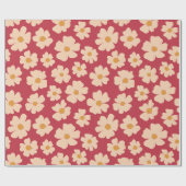 Beige Floral Wrapping Paper Geschenkpapier (Flach)