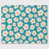 Beige Floral Wrapping Paper Geschenkpapier (Flach)