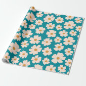 Beige Floral Wrapping Paper Geschenkpapier (Ungerollt)