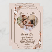 Beige florale elegante moderne Weberei Dankeskarte (Vorne/Hinten)