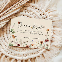 Beige florale Windeln Raffle Babyduschkarte Mitteilungskarte