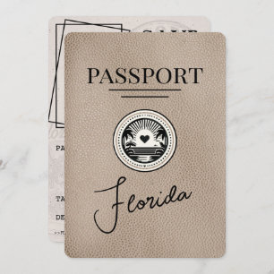 Beige Florida Passport Save the Date