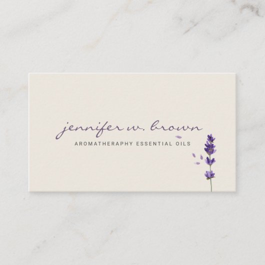 Beige Florist Lavender Herb Leaf Botanisch Visitenkarte (Vorderseite)