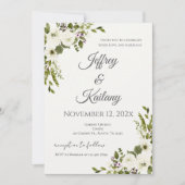 Beige Flowers Wedding Einladung (Vorderseite)