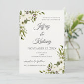 Beige Flowers Wedding Einladung (Stehend Vorderseite)