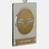 Beige Flügel Banner-Ornament Silber (Rechts)