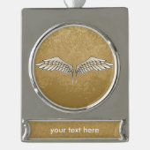 Beige Flügel Banner-Ornament Silber (Vorderseite)