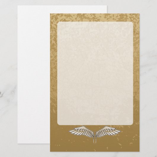 Beige Flügel Briefpapier (Vorne/Hinten)