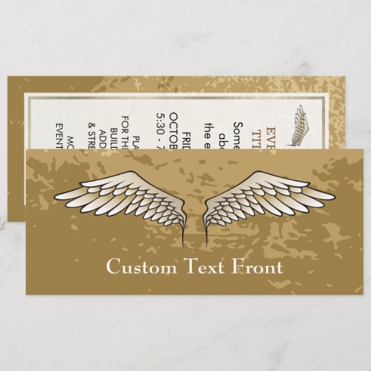 Beige Flügel Einladung (Vorne/Hinten)