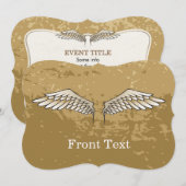 Beige Flügel Einladung (Vorne/Hinten)