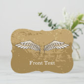 Beige Flügel Einladung (Stehend Vorderseite)