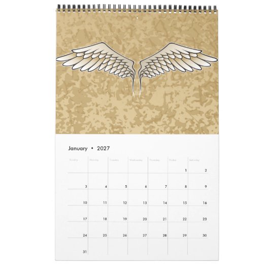 Beige Flügel Kalender (Jan 2027)