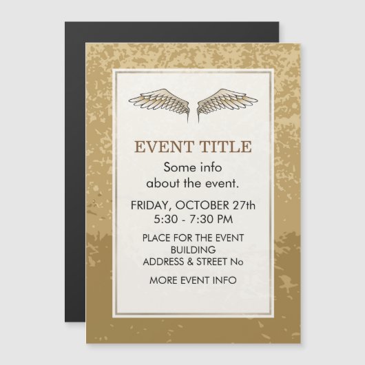 Beige Flügel Magnetkarte (Vorne/Hinten)