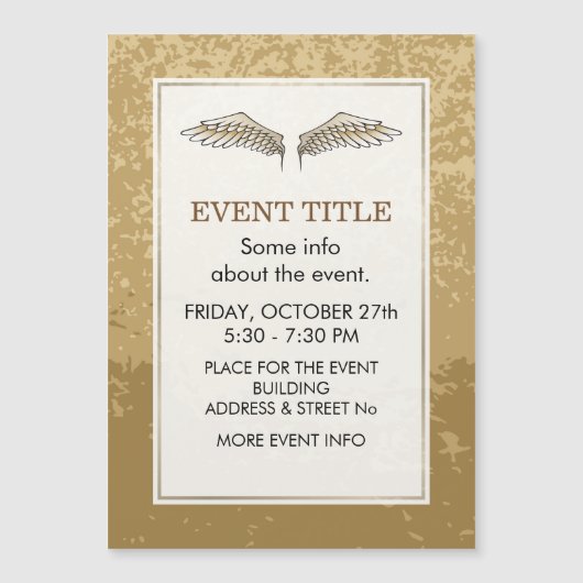 Beige Flügel Magnetkarte (Vorderseite)