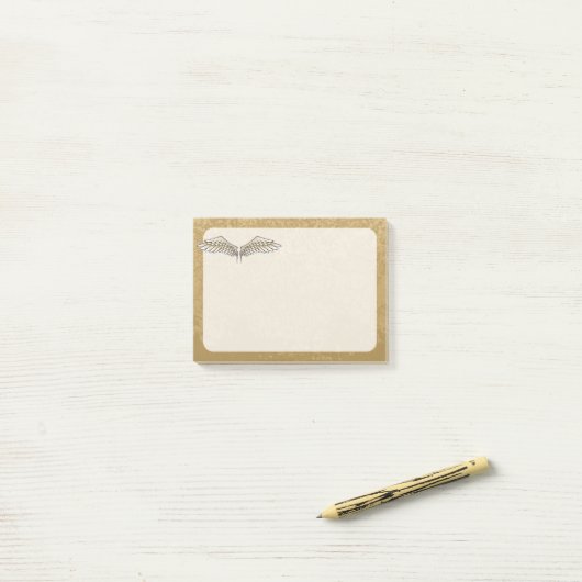 Beige Flügel Post-it Klebezettel (Auf Schreibtisch)
