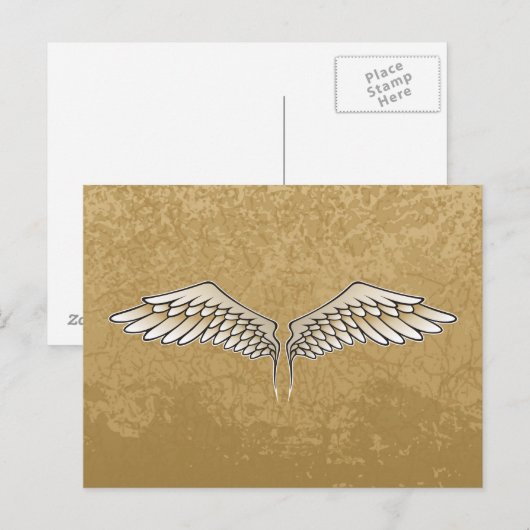 Beige Flügel Postkarte (Vorne/Hinten)