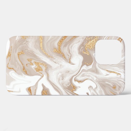 Beige flüssige Marmor, Goldlinienkunst. Case-Mate iPhone Hülle (Rückseite (Horizontal))