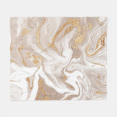 Beige flüssige Marmor, Goldlinienkunst. Fleecedecke (Vorderseite (Horizontal))