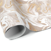Beige flüssige Marmor, Goldlinienkunst. Geschenkpapier (Rolleneckpunkt)