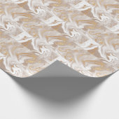 Beige flüssige Marmor, Goldlinienkunst. Geschenkpapier (Ecke)