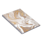 Beige flüssige Marmor, Goldlinienkunst. Notizblock (Rechte Seite)