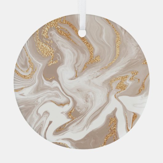 Beige flüssige Marmor, Goldlinienkunst. Ornament Aus Glas (Rückseite)