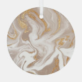 Beige flüssige Marmor, Goldlinienkunst. Ornament Aus Glas (Rückseite)