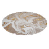Beige flüssige Marmor, Goldlinienkunst. Schneidebrett (Ecke)