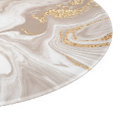 Beige flüssige Marmor, Goldlinienkunst. Schneidebrett (Ecke)