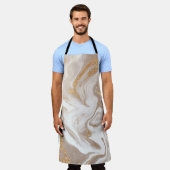 Beige flüssige Marmor, Goldlinienkunst. Schürze (Getragen)
