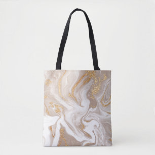 Beige Flüssigkeitsmarmor mit glitzerndem Gold Tasche