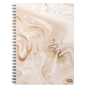 Beige Flüssigkeitsmarmor mit goldener Glitter-Spri Notizblock