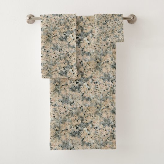 Beige & Foggy Graumarmor Gemustert Badhandtuch Set (Insitu)