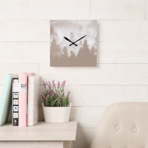 Beige Forest Dream 1 #art #travel Quadratische Wanduhr