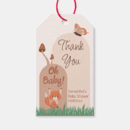 Beige Forest Themed Fox Babydusche Geschenkanhänger