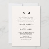 Beige Formal Classic Monogram Wedding Einladung (Vorderseite)