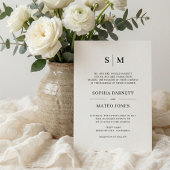 Beige Formal Traditionelle Monogramm-Hochzeit Einladung