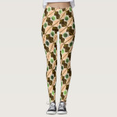 Beige Formen, Streifen, Kreise oder grünes Hexagon Leggings (Vorderseite)