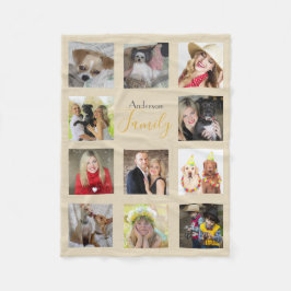 BEIGE Foto Blanket Collage Instagram Gold Fleecedecke