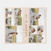 Beige Foto Collage Hochzeitstag Fleecedecke (Vorderseite (Horizontal))