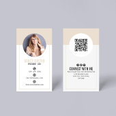 Beige Foto QR Code Verbinde dich mit mir Minimal Visitenkarte