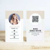 Beige Foto QR Code Verbinde dich mit mir Minimal Visitenkarte