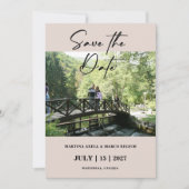 Beige Foto Save the Date Einladung (Vorderseite)