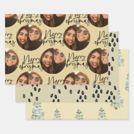 Beige Foto Weihnachten Weihnachten Urlaubspapier Geschenkpapier Set