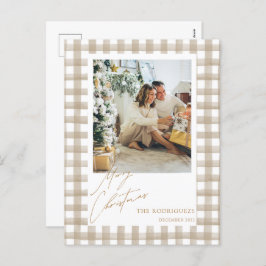 Beige Foto Weihnachtskarte Feiertagspostkarte