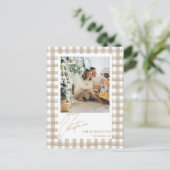 Beige Foto Weihnachtskarte Feiertagspostkarte (Stehend Vorderseite)