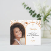 Beige Foto Wildblume Bestätigung Vielen Dank Karte (Stehend Vorderseite)