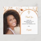 Beige Foto Wildblume Bestätigung Vielen Dank Karte (Vorderseite)