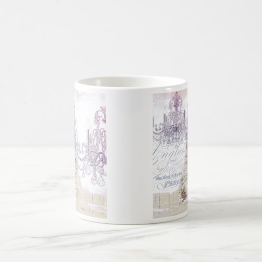Beige französische Skripte Kronleuchter Paris eiff Kaffeetasse (Mittel)