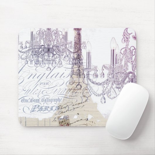 Beige französische Skripte Kronleuchter Paris eiff Mousepad (Mit Mouse)